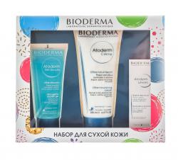 Праздничный набор Atoderm (Гель для душа, 100 мл + Крем, 200 мл + Бальзам для губ, 15 мл)