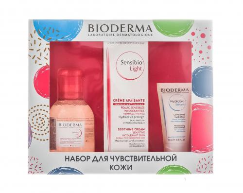 Биодерма Праздничный набор для чувствительной кожи Sensibio (Мицеллярная вода, 100 мл + Крем Лайт, 40 мл + Сыворотка Гидрабио, 15 мл) (Bioderma, Sensibio), фото-2