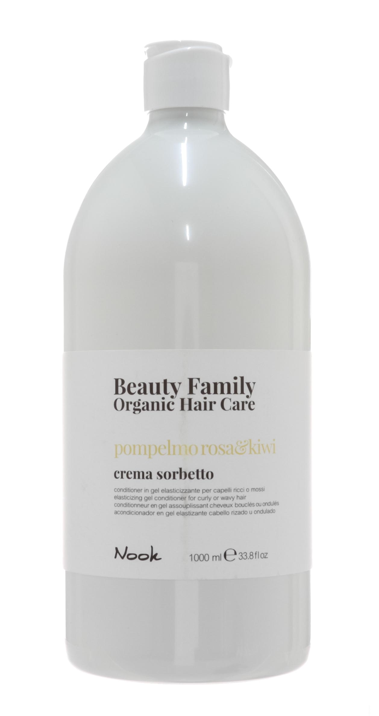 

Nook Восстанавливающий гель-кондиционер для кудрявых или волнистых волос Crema Sorbetto Pompelmo Rosa&Kiwi, 1000 мл (Nook, Beauty Family)