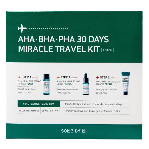 Сам Бай Ми Набор миниатюр 30 Days Miracle Travel Kit для проблемной кожи лица, 3 средства (Some By Mi, AHA-BHA-PHA 30 Days Miracle), фото-2